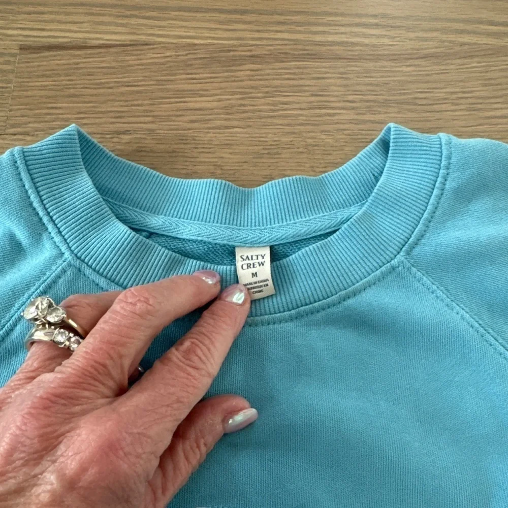 Salty Crew lightweight, Caribbean blue sweatshirt. Size medium. - Picture 2 of 3
